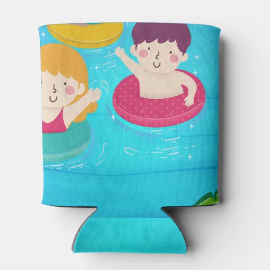 Zwembad Verjaardagsuitnodigingen Zwemmen kinder Fe Blikjeskoeler (Achterkant)