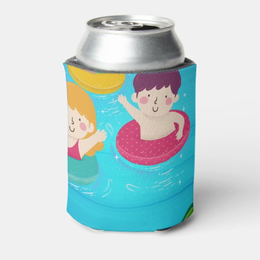 Zwembad Verjaardagsuitnodigingen Zwemmen kinder Fe Blikjeskoeler (Blikje Achterkant)