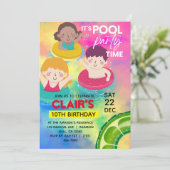Zwembad Verjaardagsuitnodigingen Zwemmen Kinder Fe Kaart (Staand voorkant)