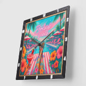 Zwembad Vibes Relaxing Zomer Vierkante Klok (Hoek)