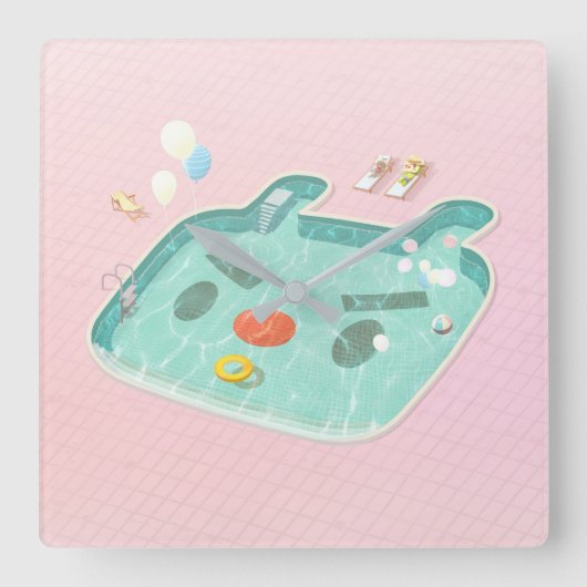 zwembad vierkante klok (Voorkant)