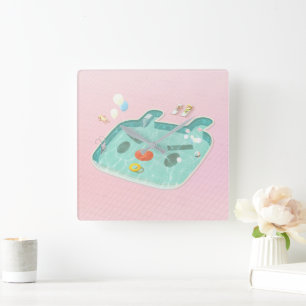 zwembad vierkante klok