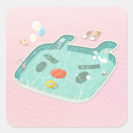 zwembad vierkante sticker (Voorkant)