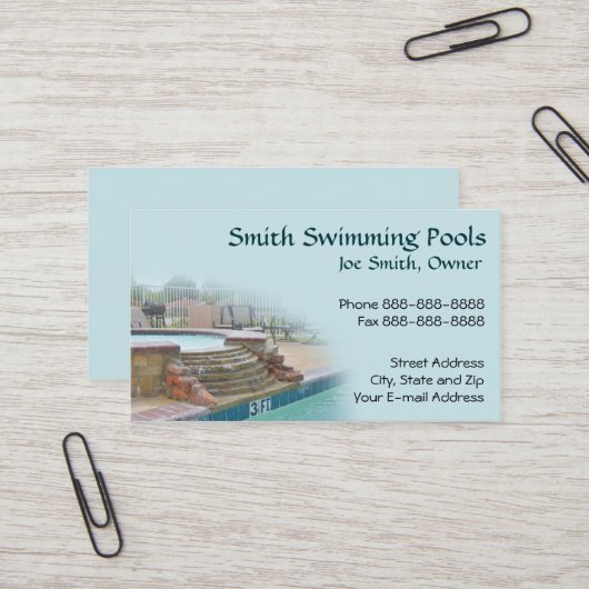 Zwembad Visitekaartje (Voorkant / Achterkant in situ)