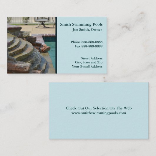Zwembad Visitekaartje (Voorkant / Achterkant)