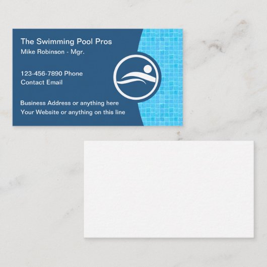 Zwembad visitekaartjes online (Voorkant / Achterkant)