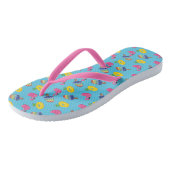Zwembad Vlotters Patroon Helder Blauw en Roze Zome Teenslippers (Schuin)