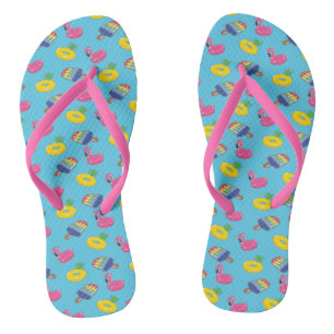 Zwembad Vlotters Patroon Helder Blauw en Roze Zome Teenslippers