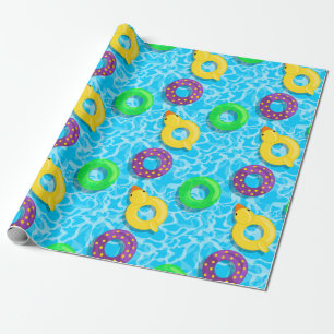 Zwembad vol met bloemen cadeaupapier
