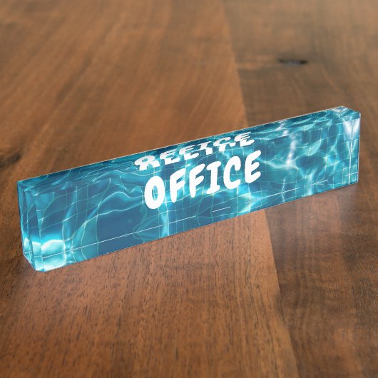 Zwembad Water Achtergrond Acryl Naam Bord Naambordje (Zijkant)