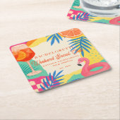 Zwembad Weekend Social Club Bruidsfeestje Kartonnen Onderzetters (Schuin)