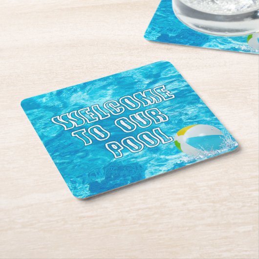 Zwembad Welkom Kartonnen Onderzetters (Schuin)