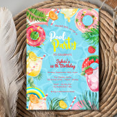 Zwembad zomer drinken verjaardagsfeestje kaart