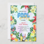 Zwembad zomer drinken verjaardagsfeestje kaart (Voorkant)