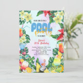 Zwembad zomer drinken verjaardagsfeestje kaart (Staand voorkant)