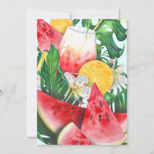 Zwembad zomer drinken verjaardagsfeestje kaart (Achterkant)