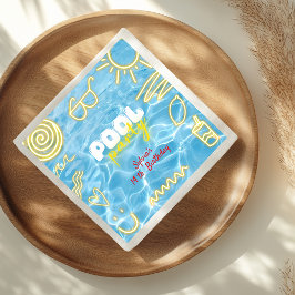 Zwembad zomer neon sfeer verjaardagsfeestje servet
