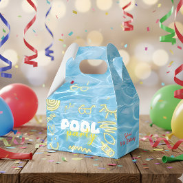 Zwembad zomer neon vibes verjaardagsfeest bedankdoosjes