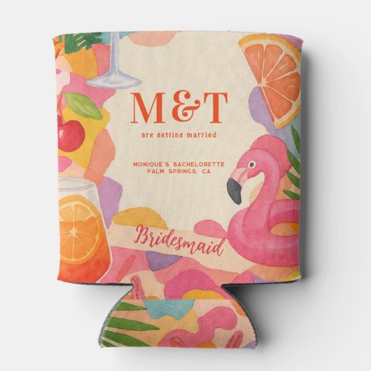 Zwembad Zomer Tropische Bachelorette Gepersonalise Blikjeskoeler (Achterkant)