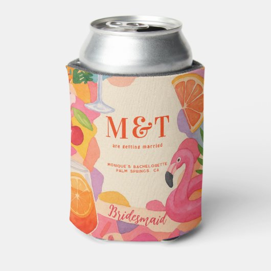 Zwembad Zomer Tropische Bachelorette Gepersonalise Blikjeskoeler (Blikje Achterkant)