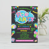 Zwembad Zomer Verjaardag Bash Kinderen Roze Partij Kaart (Staand voorkant)