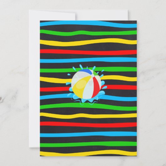 Zwembad Zomer Verjaardag Bash Primaire Kleuren Par Kaart (Achterkant)