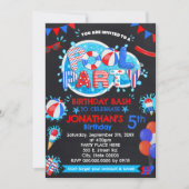 Zwembad Zomer Verjaardag Bash Rood Wit Blauw Party Kaart (Voorkant)