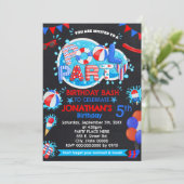 Zwembad Zomer Verjaardag Bash Rood Wit Blauw Party Kaart (Staand voorkant)