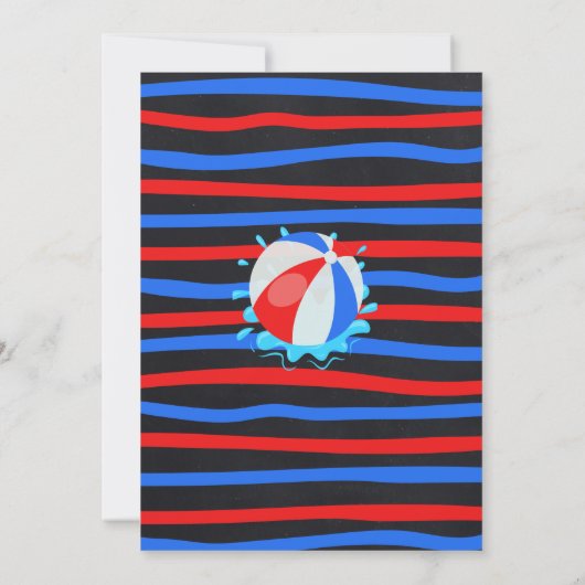 Zwembad Zomer Verjaardag Bash Rood Wit Blauw Party Kaart (Achterkant)