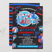 Zwembad Zomer Verjaardag Bash Rood Wit Blauw Party Kaart (Voorkant / Achterkant)