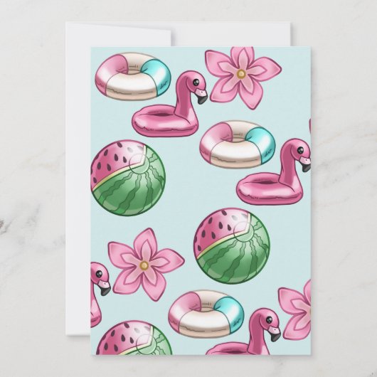 Zwembad zomerfeest verjaardag kaart (Achterkant)