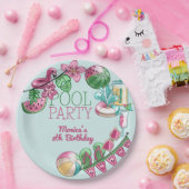 Zwembad zomerfeest verjaardag papieren bordje (Feest)