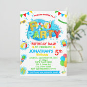 Zwembad Zomerverjaardagsfeest Primaire kleur Kaart (Staand voorkant)