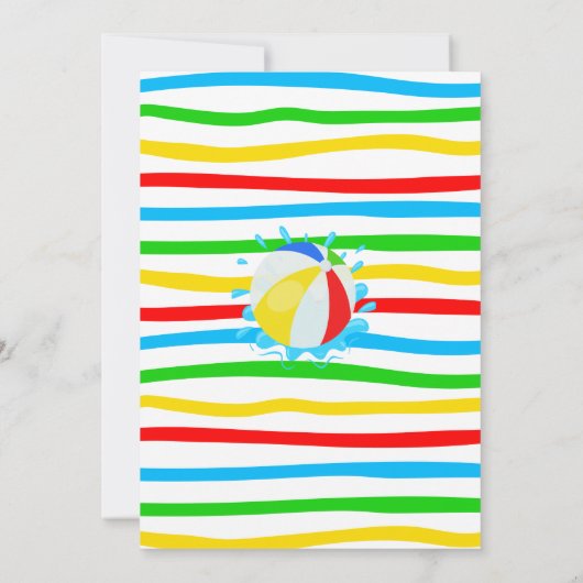 Zwembad Zomerverjaardagsfeest Primaire kleur Kaart (Achterkant)