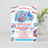 Zwembad Zomerverjaardagsfeestje Rood Wit Blauw Kaart (Staand voorkant)