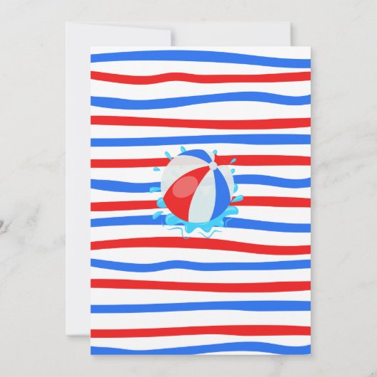 Zwembad Zomerverjaardagsfeestje Rood Wit Blauw Kaart (Achterkant)