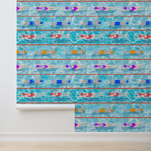 Zwembad Zwembad Team Patroon Behang (Applicatie)