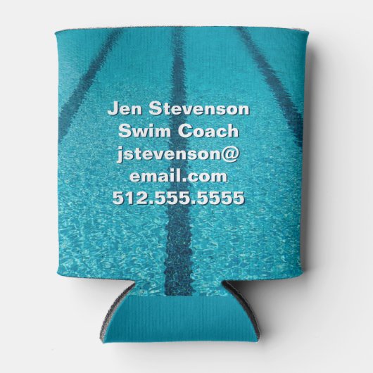 Zwembadbedrijf of zweminstructeur op maat blikjeskoeler (Voorkant)