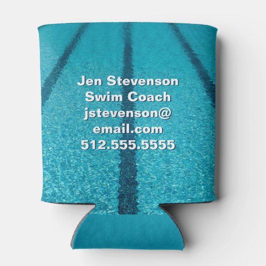 Zwembadbedrijf of zweminstructeur op maat blikjeskoeler (Achterkant)