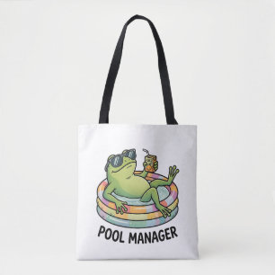 Zwembadbeheerder Grappige Kikker Zomer Cartoon Tote Bag