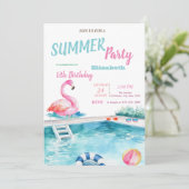 Zwembadbril Flamingo's Zomer Verjaardagsfeest Kaart (Staand voorkant)