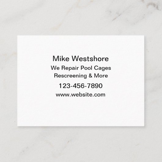 Zwembaden en herscreening visitekaartje (Achterkant)