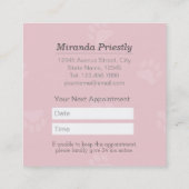 Zwembaden voor gezelschapsdieren en verzorgingssal afsprakenkaartje (Achterkant)