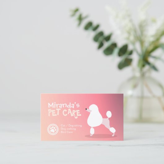 Zwembaden voor gezelschapsdieren en verzorgingssal afsprakenkaartje (Staand voorkant)