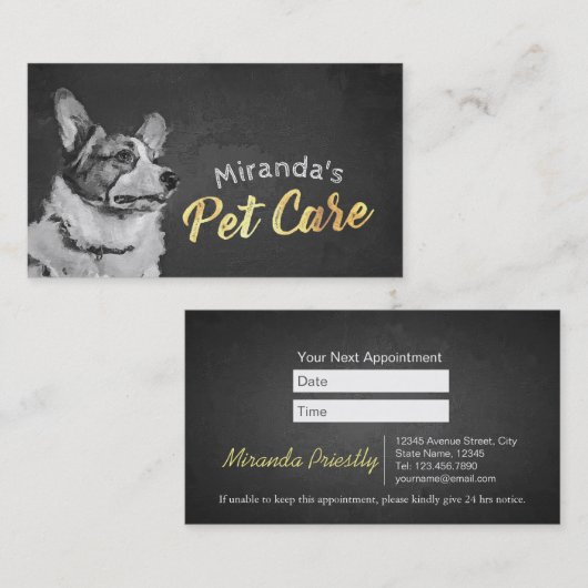 Zwembaden voor gezelschapsdieren en verzorgingssal afsprakenkaartje (Voorkant / Achterkant)