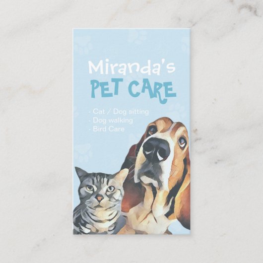 Zwembaden voor gezelschapsdieren en verzorgingssal afsprakenkaartje (Voorkant)