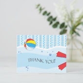 Zwembadfeest Bedankt Briefkaart - Boy (Staand voorkant)