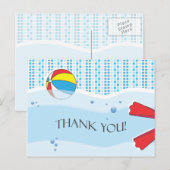 Zwembadfeest Bedankt Briefkaart - Boy (Voorkant / Achterkant)