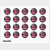 Zwembadfeest Bigfoot Flamingo Ronde Sticker (Vel)