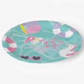 Zwembadfeest Eenhoorn Roze en Paarse Verjaardag Papieren Bordje (Gekanteld)